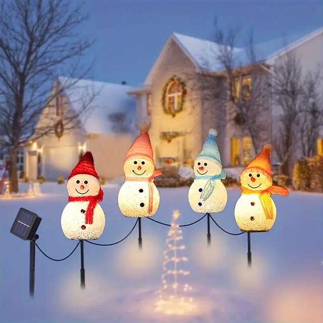 Christmas Solar Snowman Light, 4in1 Holiday Decor Landscape Lights