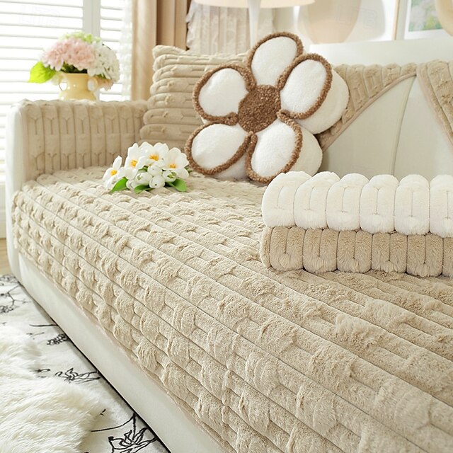  soffice e soffice peluche di coniglio, copridivano comodo e morbido, perfetto per aggiungere calore e comfort, elegante protezione per mobili per l'arredamento del soggiorno