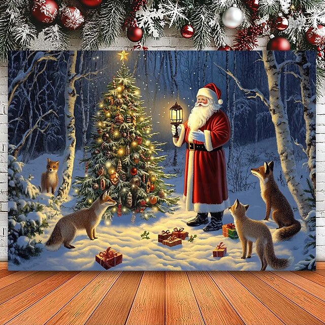 Christmas Decorations Hanging Tapestry Santa Outdoor Xmas Wall Art