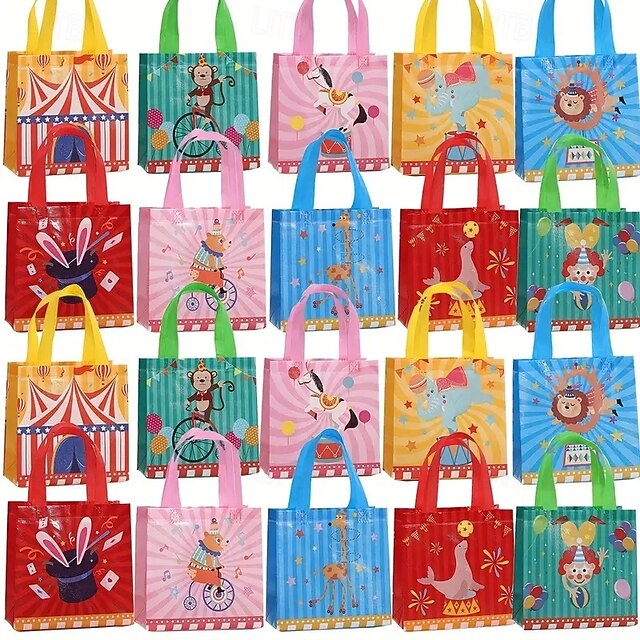 30pcs 30Piece Circus Carnival Party Favor Bags with Handles NonWoven