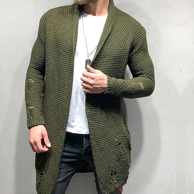  Per uomo Cardigan Maglione Maglione corto Maglione lavorato a maglia A coste Maglia Tunica Tasche Liscio Risvolto sciallato Di tendenza Classico Da tutti i giorni Appuntamento Abbigliamento Autunno