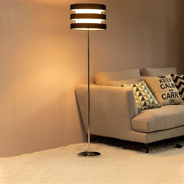 Nordic Striped Drum Design Floor Lamp Modern Floor Light with Shade