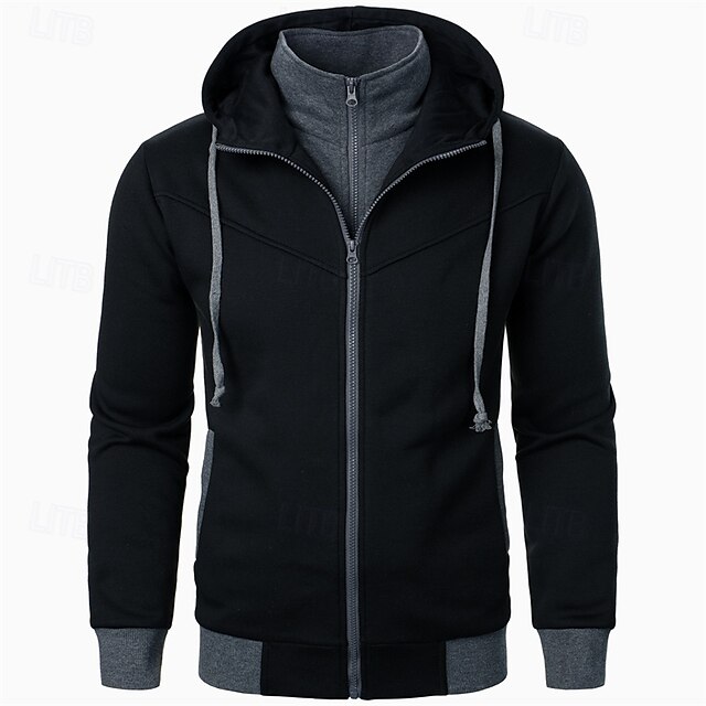  Men's Hoodie Full Zip Hoodie Tactical Hoodie Black Light Grey Dark Gray Hooded Plain Tactical Sports & Outdoor Daily Streetwear Cool Casual Winter Spring &  Fall Clothing Apparel Hoodies Sweatshirts 