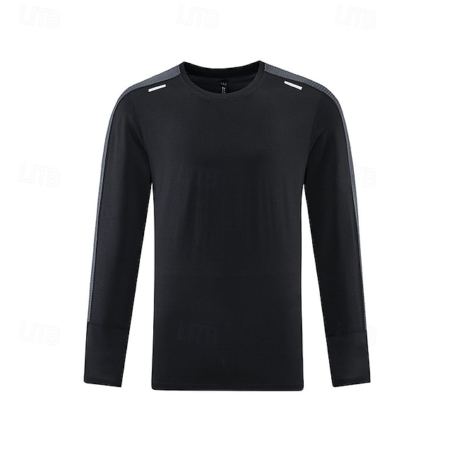  Men's Running T-Shirt Long Sleeve Tee Tshirt Casual Athleisure Fall Breathable Gym Workout Running Walking Sportswear Activewear Color Block Black White Royal Blue