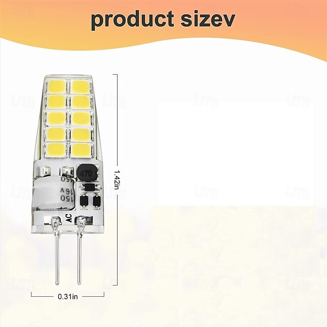 10pcs G4 LED Bulbs, NoFlicker BiPin JC Type 12V 20W Halogen