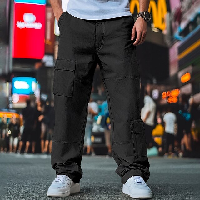 Men's Cargo Trousers Trousers Casual Pants Pocket Straight Leg Plain