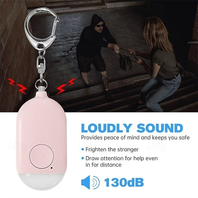  Pequeño llavero de autodefensa con sirena y luz LED SOS recargable de 120 dB que ayuda a los ancianos &Niños Emergencias Ancianos Personas mayores Pacientes discapacitados