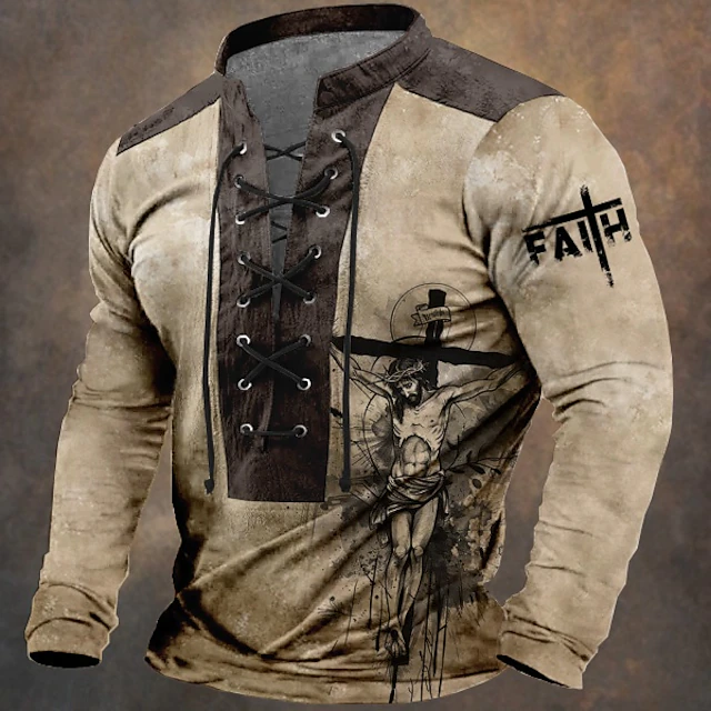 New Year Men's Graphic Geometric Ethnic Sweatshirt Sweatshirt Long Sleeve Sweatshirt V Neck Sports Daily Party Print Christmas Party New Year Drawstring 3D Print Winter Spring & Fall 6