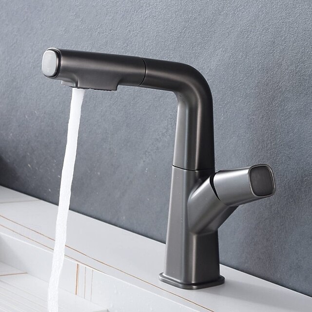 Bathroom Basin Mixer Tap Swivel Kitchen Taps Mixer with Pull Out Spray