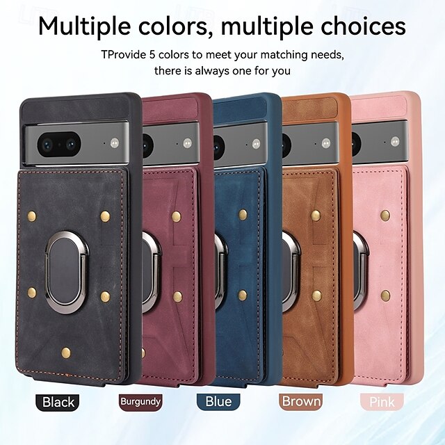  τηλέφωνο tok Για Pixel 7 Pixel 7 Pro Πίσω Κάλυμμα Βάση δαχτυλιδιών Ανθεκτική σε πτώσεις Ρετρό TPU PU δέρμα