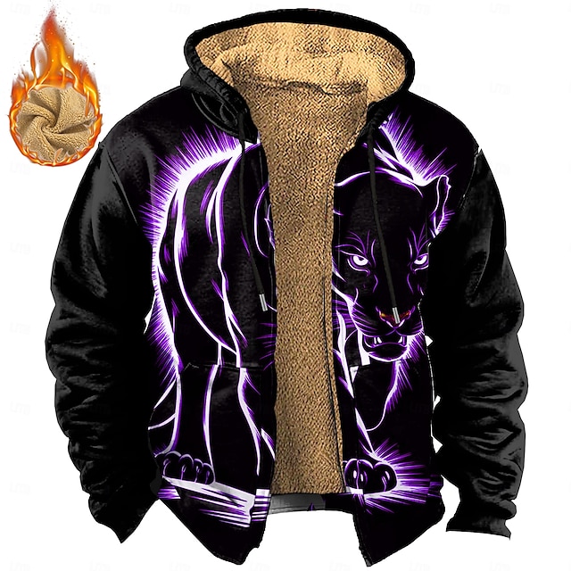  Homens Leão Tosão Moletom Moletons Moletom Manga Longa Moletom com capuz Com Capuz Punk Impressão 3D Festa Feriado Streetwear Branco Amarelo Com Cordão Outono Inverno Designer