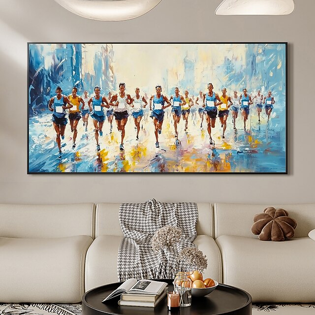 Handmade Original MarathonSports Oil Painting On Canvas Abstract