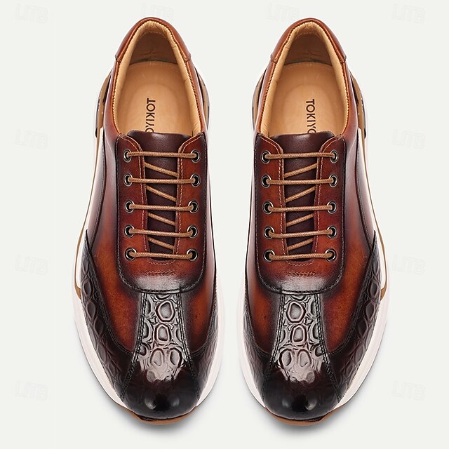 Men Genuine Leather Crocodile Pattern Casual Sneakers main image 0