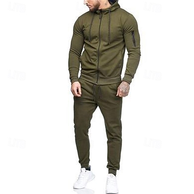 Men's Tracksuit 2 Piece Casual Fall Long Sleeve Breathable Soft Fitness