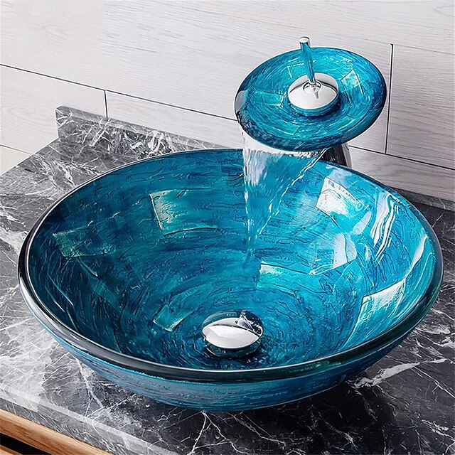 Bathroom Vessel Sink Above Counter Blue Garden Vanity Tops Pedestal