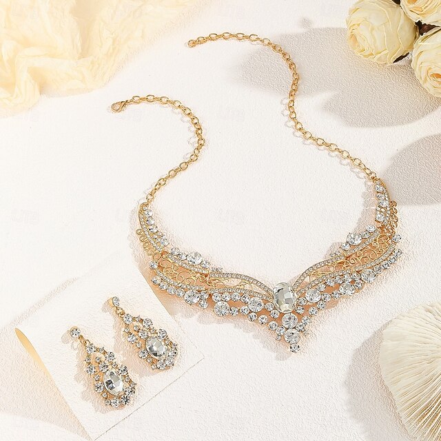Bridal Jewelry Sets Twopiece Suit Zircon Acrylic Rhinestone 1 Necklace