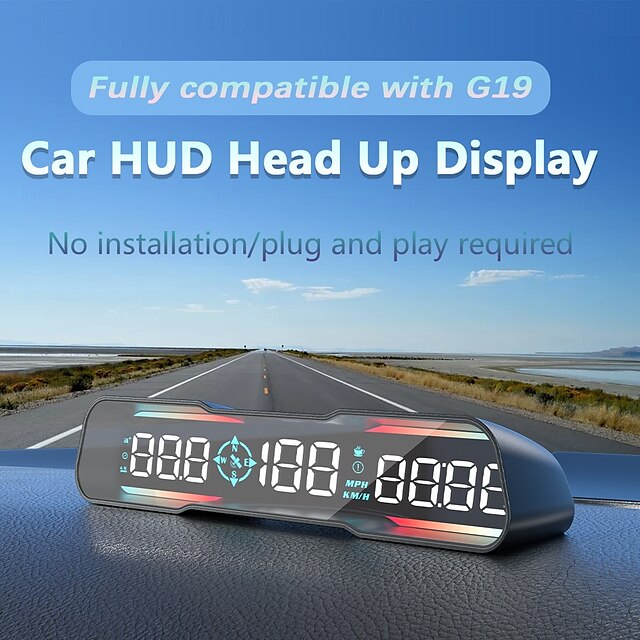 شاشة عرض أمامية للسيارة HUD OBD/GPS عداد سرعة رقمي عالمي كم/ساعة ميل/ساعة مع إنذار السرعة الزائدة وبوصلة وملحقات
