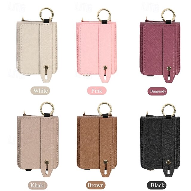  telefone Capinha Para Z Virar 6 Z Flip 5 Z Flip 4 Z Flip 3 Capa traseira Com Suporte com cordão com pulseira Retro TPU Couro PU