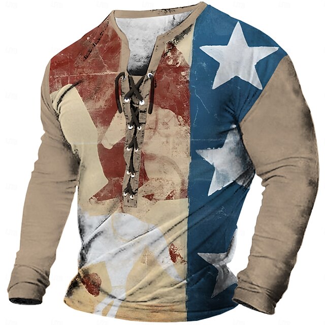 Veterans Day Men's Patriot Patriotic Veteran American US Flag Long Sleeve T shirt Print Shirt Daily Casual Daily Gray Spring Fall Clothing Apparel Normal S M L XL XXL4