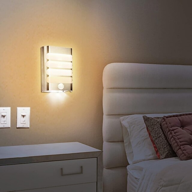 Motion Sensor LED Wireless Wall Lamp Night Light, Rechargeable Tri
