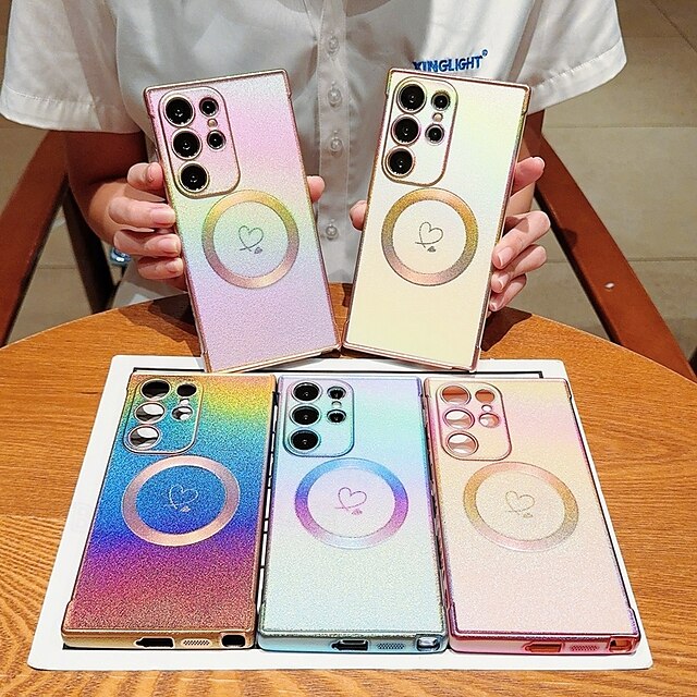  telefone Capinha Para S24 S23 S22 S21 Ultra Plus S24 FE S21 FE S20 FE S25 Ultra Capa traseira Magnética Suporte para carregamento sem fio Antichoque Retro TPU Galvanização