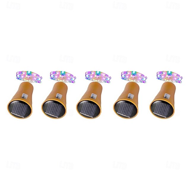  2m ソーラー ストリング ライト、20 LED ワイン ボトル ストリング ライト、温白色、RGB、防水、クリスマス & ウェディング デコレーション用 5 個セット