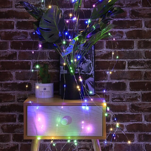  solenergi vinstokker gren ledet utendørs streng lys sett 2m x 5 gren 100led utendørs vanntett hage gjerde treet ledet fleksibel streng fairy gren lys hage krans uteplass hage dekorasjon belysning