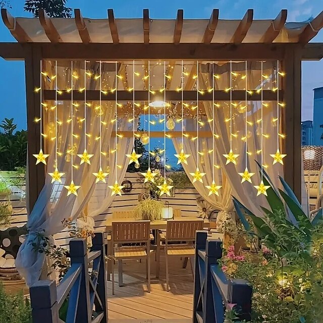 3.5m Pentagram Waterfall String Fairy Lights, Festival Curtain Lights