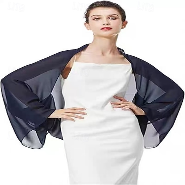  Chales Envolturas elegantes de madre Vestidos y Telas Sin Mangas Manga de ilusión Chifón Envolturas de boda con volantes para fiesta de verano