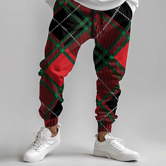 Plaid Business Casual Men's Sweatpants Joggers Pants Trousers Pocket