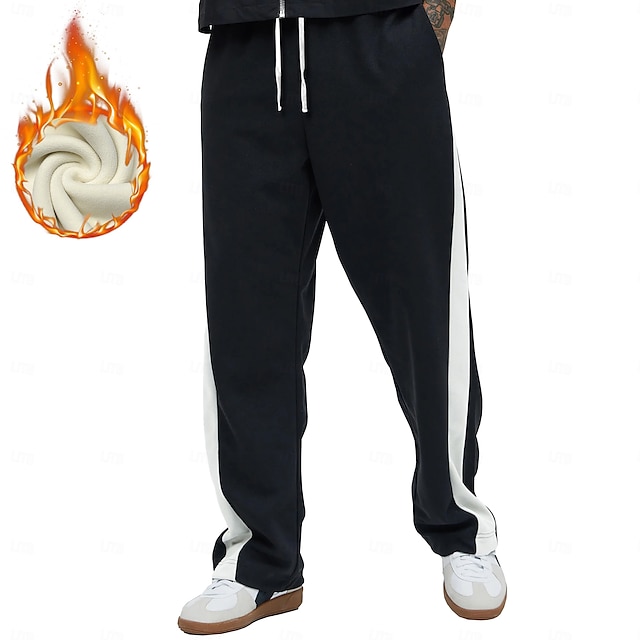  Homens Corredor Calças de moletom de lã Cintura elástica com cordão Dia a Dia Bolsos Calças de perna reta Térmica Inverno Impressão 3D Preto Vinho Azul