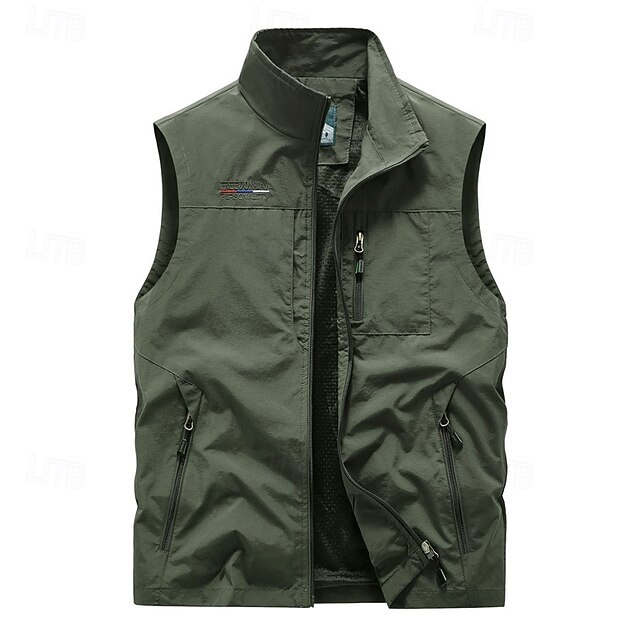  Homme Veste Randonnée Gilet Polaire de Randonnée Sans Manches Veste Extérieur Respirable Confortable Poche Polyester Noir Vert Véronèse bleu marine Chasse Pêche Escalade