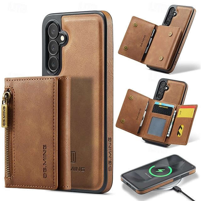  telefone Capinha Para S25 S24 S24 FE S23 Ultra Plus S22 Plus Ultra Capa traseira Com Suporte Destacável Magnética Retro TPU Couro PU