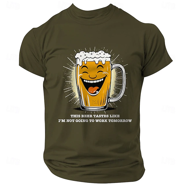 Men's Funny Graphic T-Shirt - This Beer Tastes Like I'm Not Going To Work Tomorrow - Beer Work Humor Tee 7