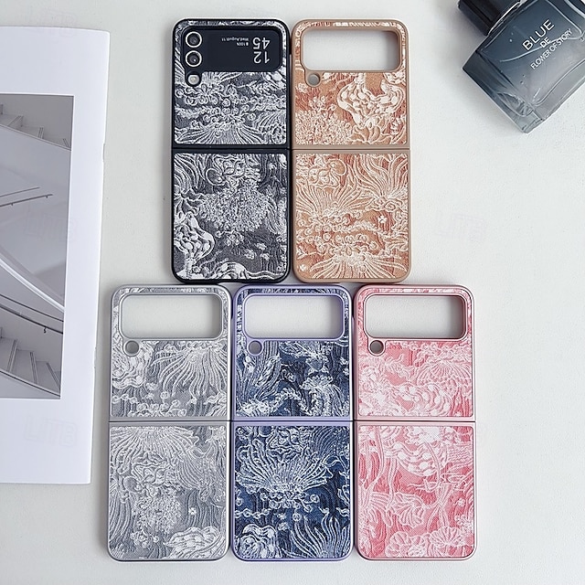  Phone Case For Samsung Galaxy Z Flip 6 Z Flip 5 Z Flip 4 Z Flip 3 Back Cover Shockproof Retro PC PU Leather