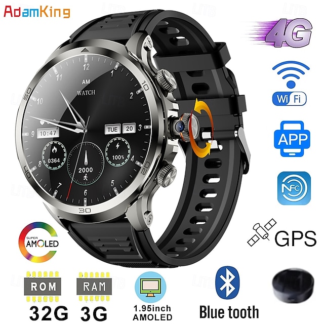  696 H19 Relógio inteligente 1.95 polegada Relógio inteligente Bluetooth Podômetro Aviso de Chamada Monitor de Sono Compatível com Android iOS Masculino satélite Chamadas com Mão Livre Câmera IP 67