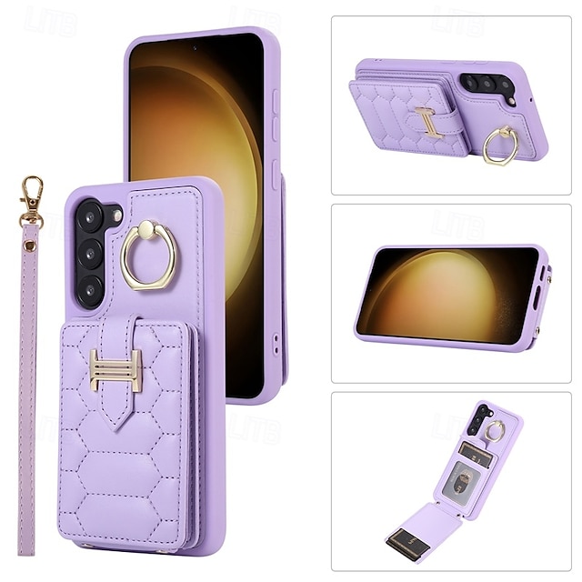  telefone Capinha Para S23 S22 S21 FE S21 Ultra Plus A14 A34 A54 A53 A13 S20 Capa traseira Com Suporte com cordão com pulseira Retro TPU Couro PU