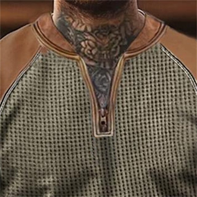 Men's Sweatshirt Quarter Zip Sweatshirt Khaki Half Zip Plain Pocket