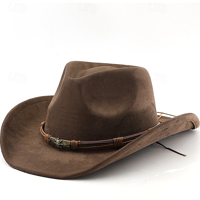  Herre Solhatt Cowboyhatt Fedora Trilby-hatt Svart Kamel Ull Gammeldags stil Mote 18. århundre delstaten Texas Daglig Temafest Ensfarget / vanlig farge Solkrem Cosplay