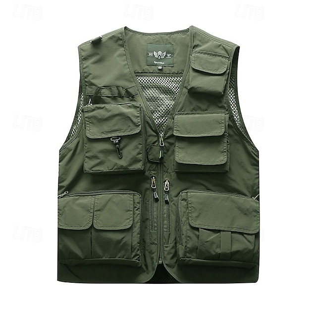  Herren Weste für Wanderer Wander-Fleeceweste Ärmellos Weste Außen Atmungsaktiv Komfortabel Tasche Polyester Dunkelgrau Schwarz Gelb Jagd Angeln Klettern