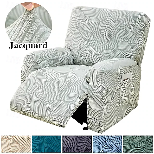 Jacquard Recliner Covers Slipcovers Lazyboy Covers Couch Chair Cover 4-Pcs Set, Non Slip Reclining with Storage Pockets Furniture Protector for Living Room 37