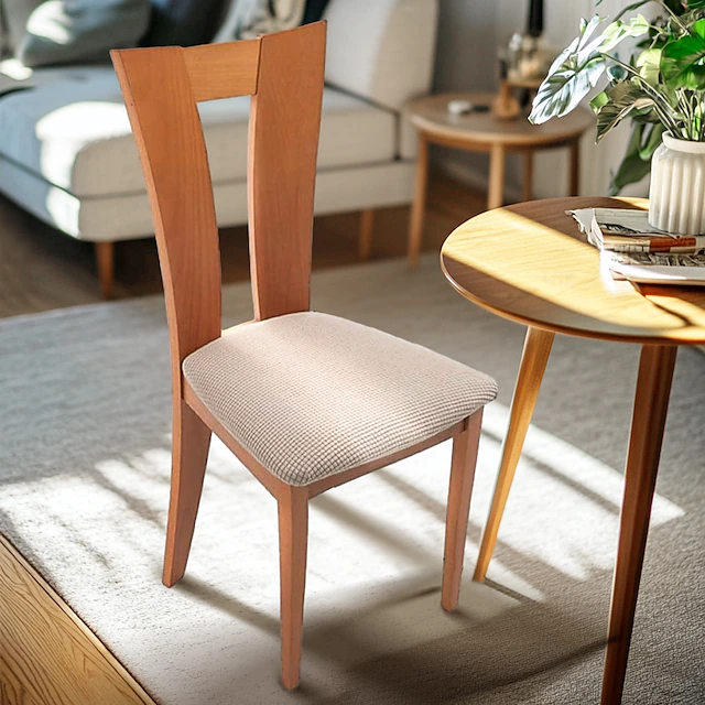 2 Pcs Dining Room Chair Seat Cover White Stretch Chair Slipcover Black Grey Soft Burgundy Red Solid Color Durable Washable Furniture Protector For Dining Room Party 18