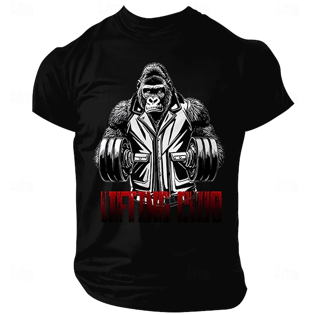 Men's T-Shirt with Gorilla Lifting Club Graphic - Short Sleeve Weightlifting Fitness Tee 6