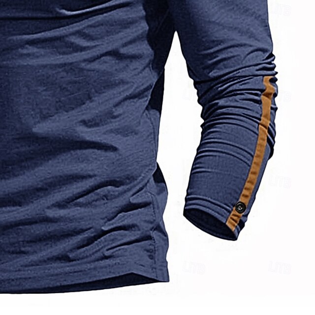 Men's Tee Top Long Sleeve Shirt Solid Color Hooded Outdoor Street Long