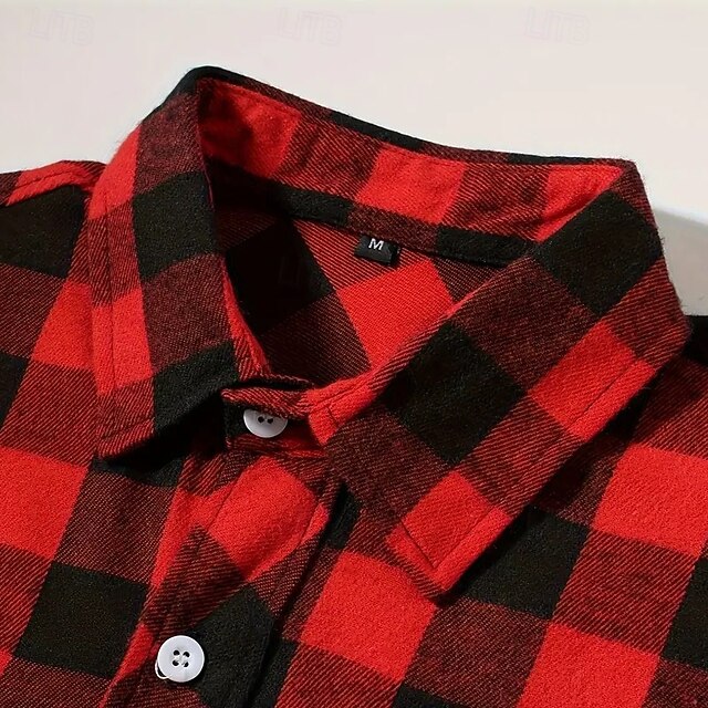 Men's Shirt Flannel Shirt Overshirt White Red Navy Blue Purple Long