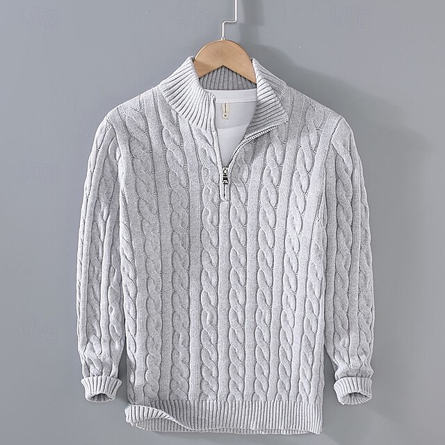  Herren Pullover Pullover mit Viertelreißverschluss Strickpullover Gerippt Stricken Standard Strick Glatt Troyer Halber Reißverschluss Modisch Brautkleider schlicht Freizeitskleidung Verabredung