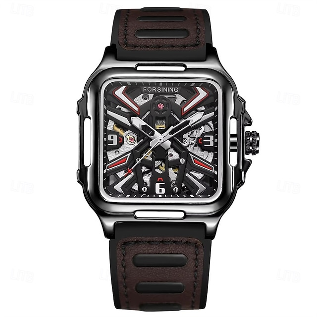  forsining casual skeleton duté automatické hodinky 3d montre homme pánské náramkové hodinky svítící vojenské hodinky