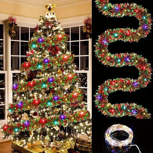  5M 50 LED Flower Lantern String Lights, Colored Decorative Lights Flower Lantern String Christmas Tree for Christmas, Wedding, New Year, Indoor/Outdoor Festive Decor 1pc