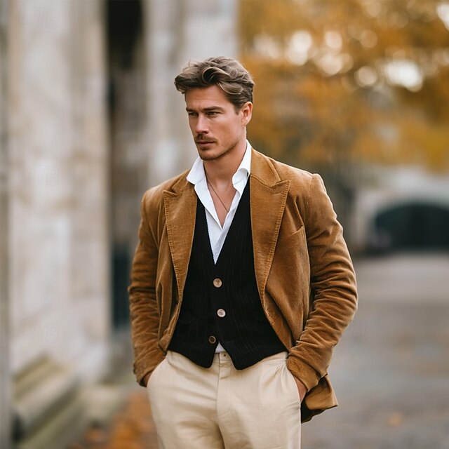 Men's Casual Jacket Blazer Jacket Blazer Carnival School Formal Pocket