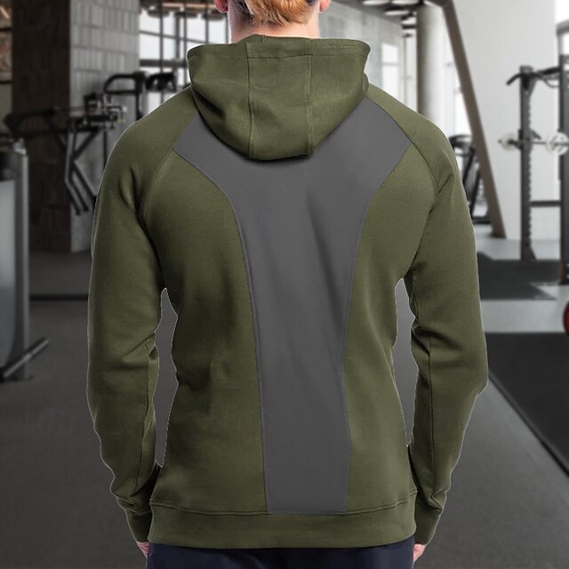  Per uomo Felpa con cappuccio fitness Felpa con cappuccio da allenamento Manica lunga Felpa con cappuccio Informale Athleisure Autunno Tenere al caldo Antivento Traspirante Allenamento in palestra